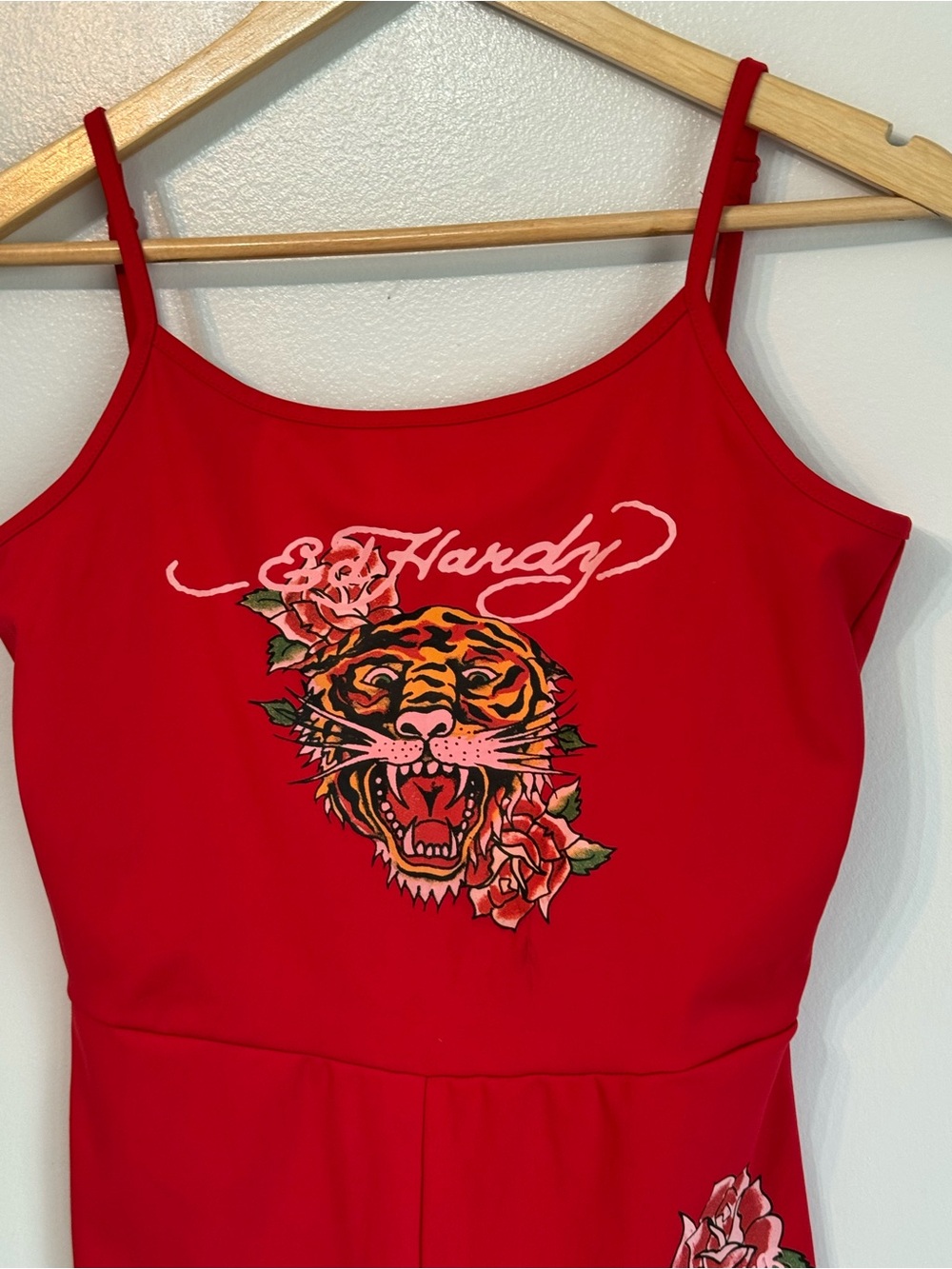 Ed Hardy Red Tiger Playsuit and Romper Size Medium Stretch Sleeveless Summer - Picture 3 of 12